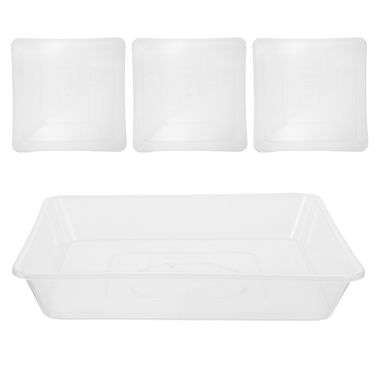 4Pcs Transparent Square Plant  - đánh giá và giá Drip Tray Saucer