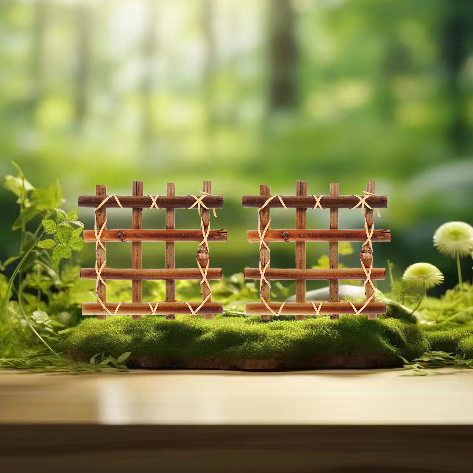 2Pcs Bamboo Fence Miniature Gr - đánh giá và giá Bonsai Garden Landscape Design